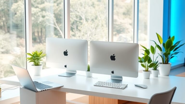 Local AI models vs cloud AI bright modern tech workspace with Mac Mini computers